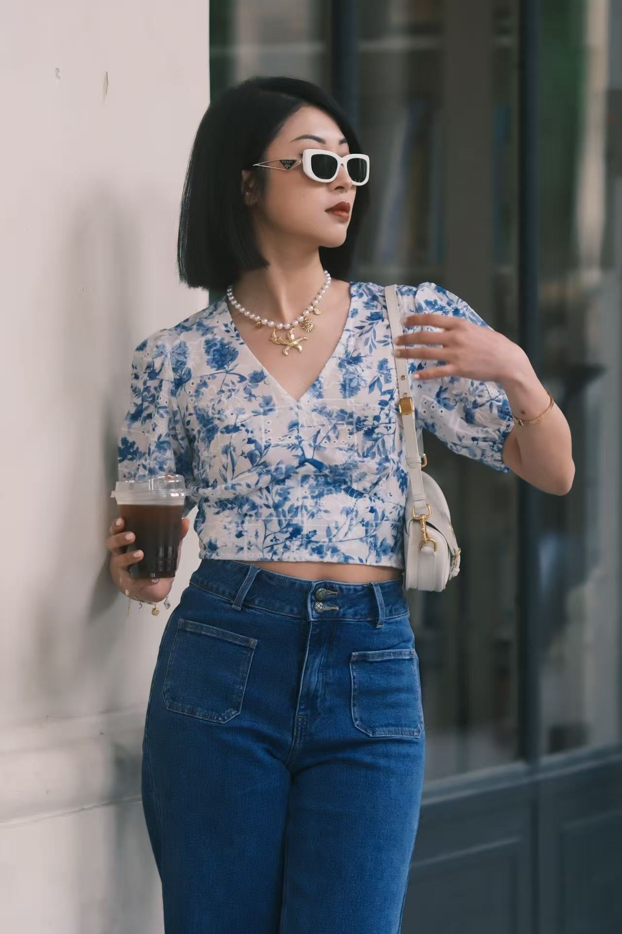 Top en coton à imprimé fleurs