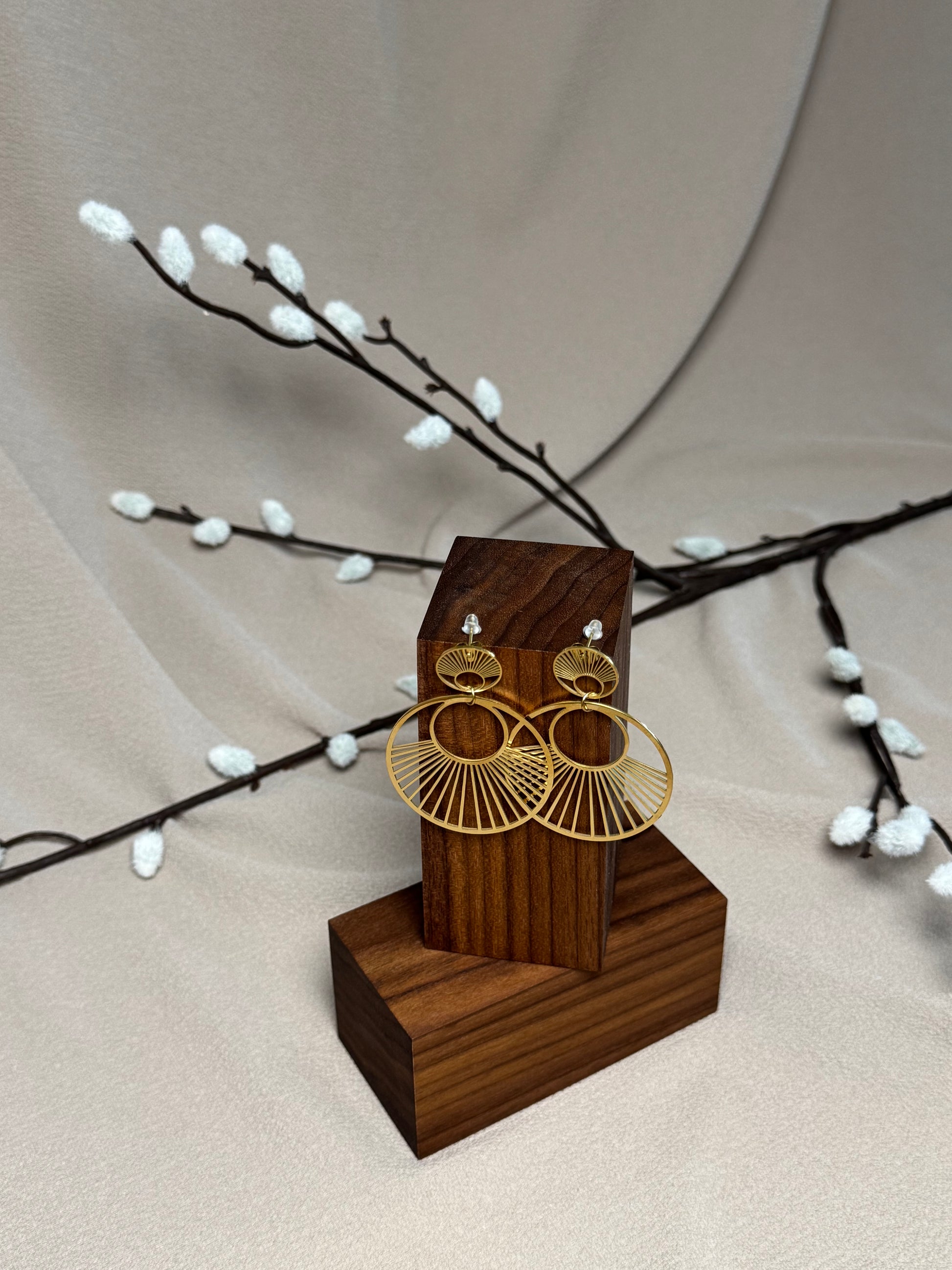 Boucles d’oreilles rouage doublé