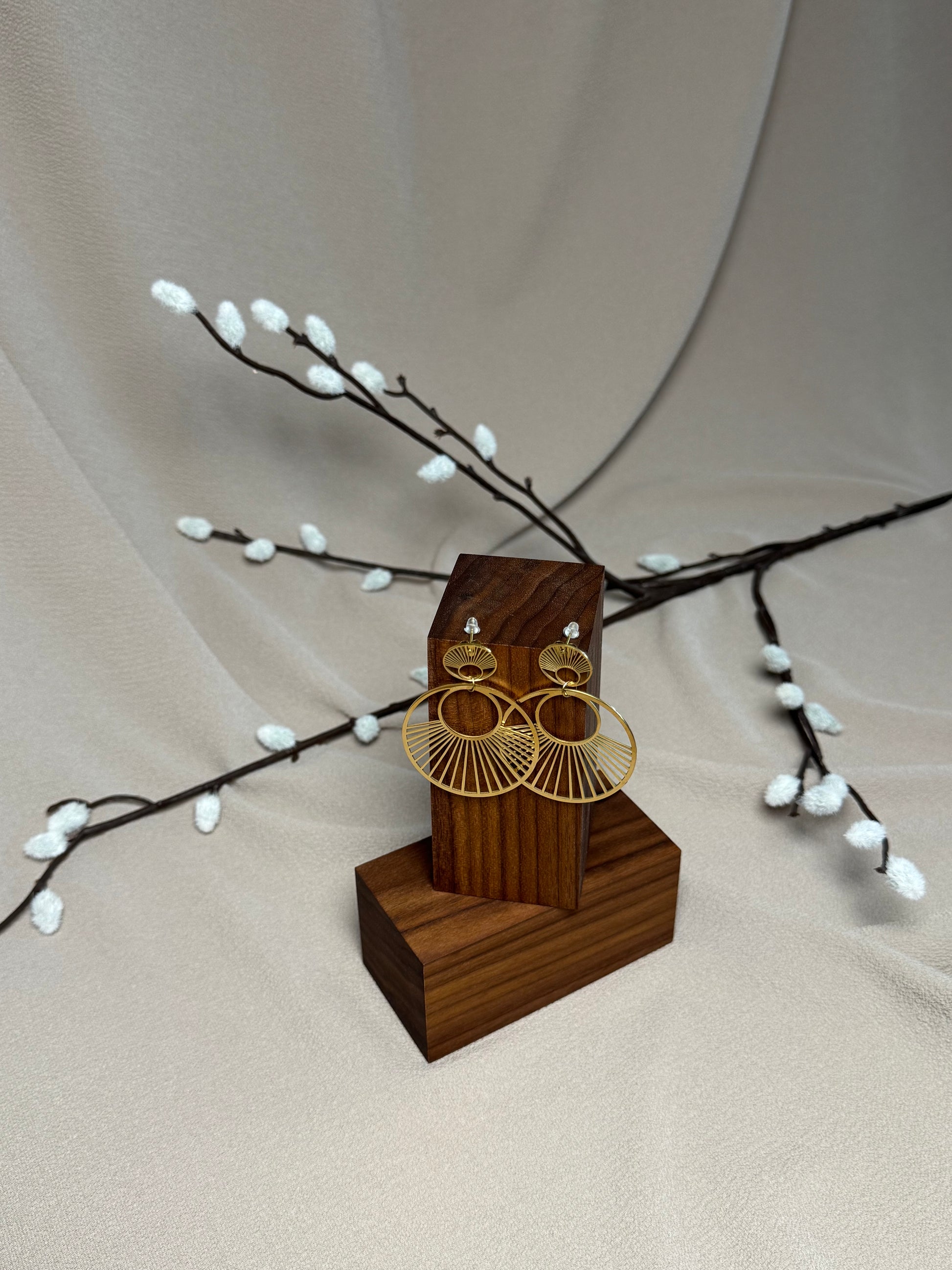 Boucles d’oreilles rouage doublé