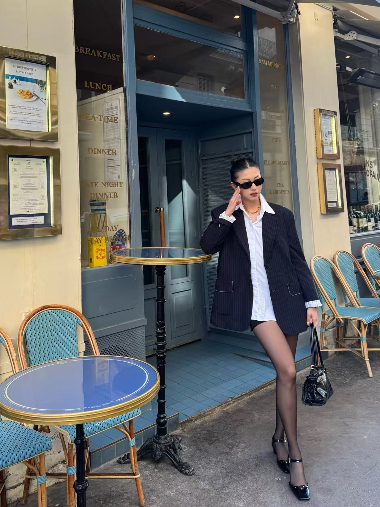 Veste droite bleu marine