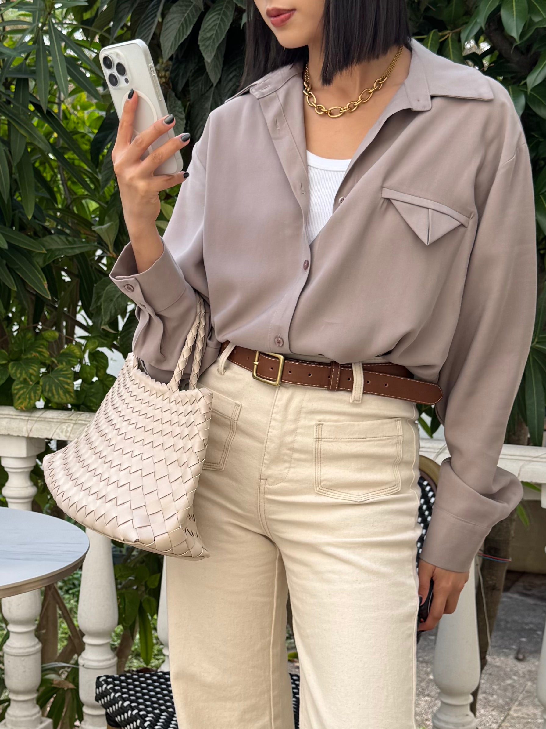 Chemise décontractée sable