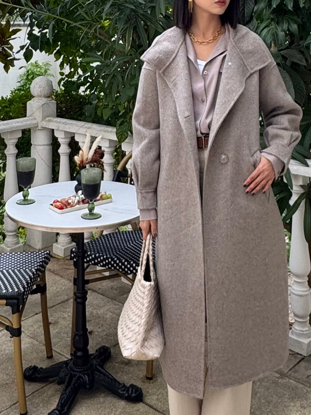 Manteau enveloppant couleur sable