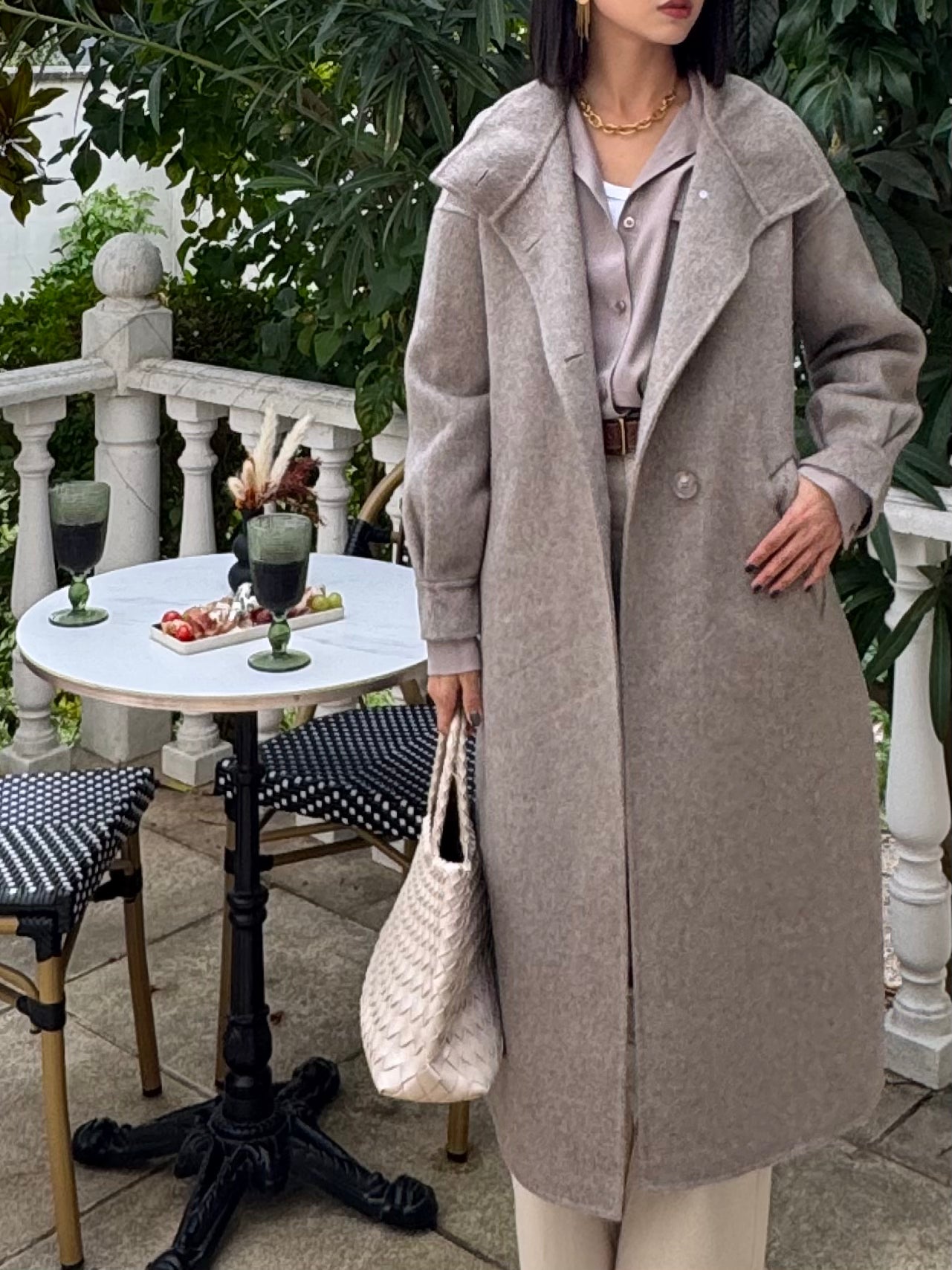 Manteau enveloppant couleur sable