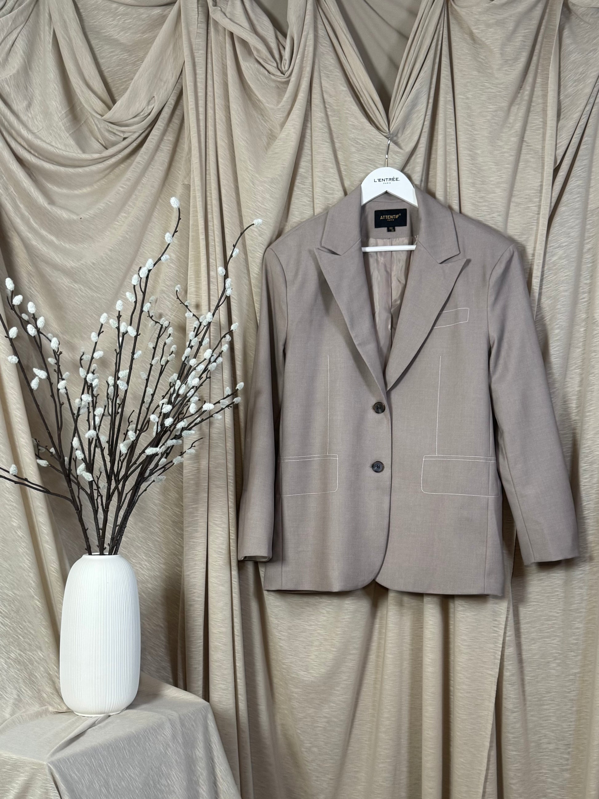 Veste oversize graphique avec détails surpiqûres