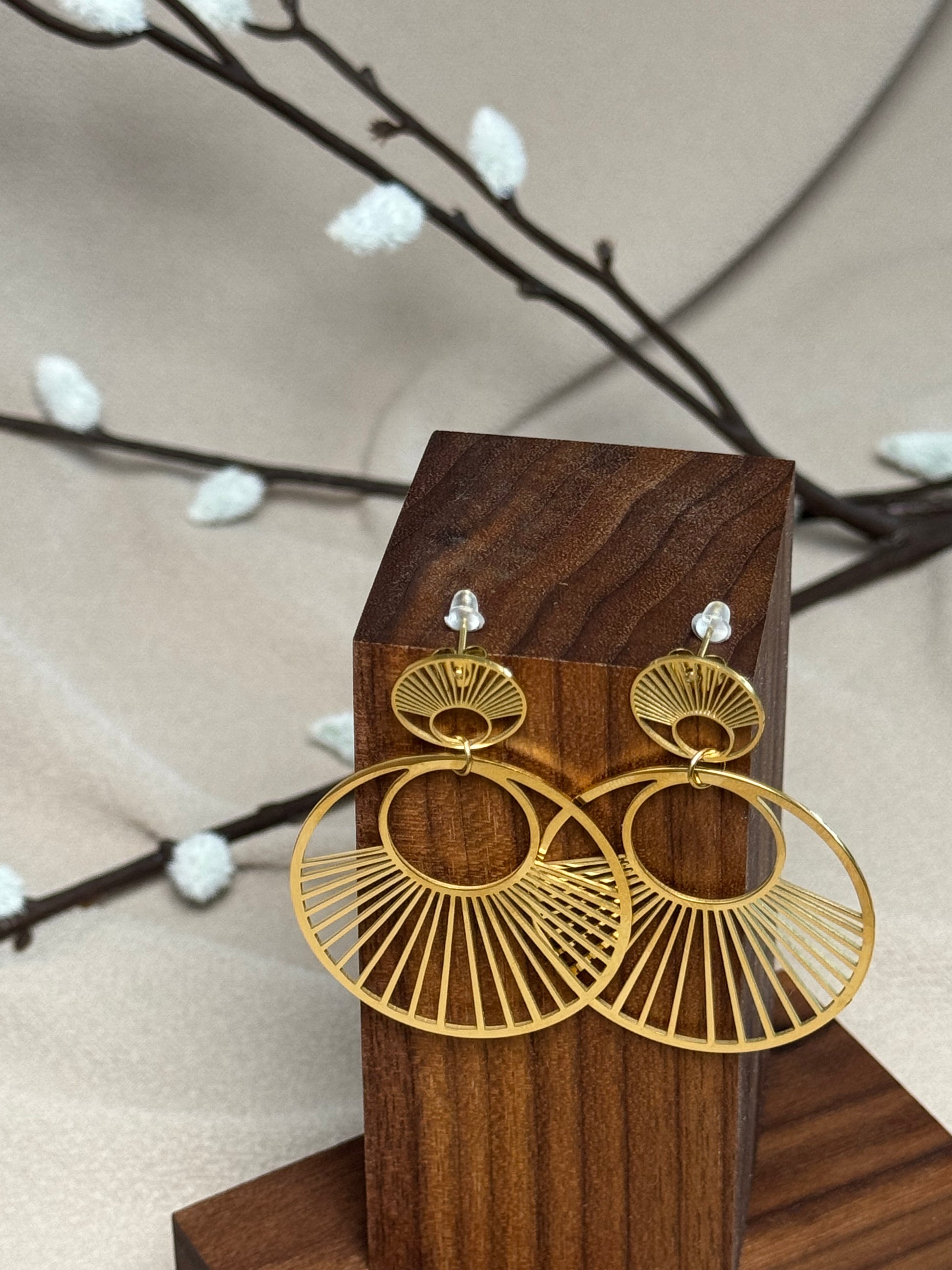 Boucles d’oreilles rouage doublé